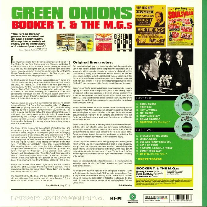 Обратная сторона обложки — BOOKER T & THE MGs — Green Onions