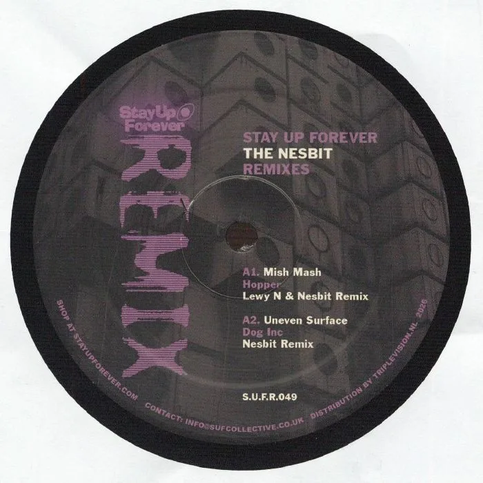 Лицевая сторона обложки — MISH MASH / UNEVEN SURFACE / DYNAMO CITY / HARDCORE DISCO — Stay Up Forever: The Nesbit remixes