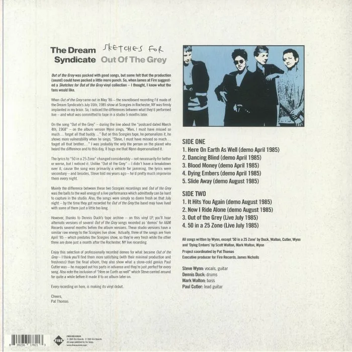 Back cover — The DREAM SYNDICATE — Sketches For Out Of The Grey (Record Store Day RSD 2025)