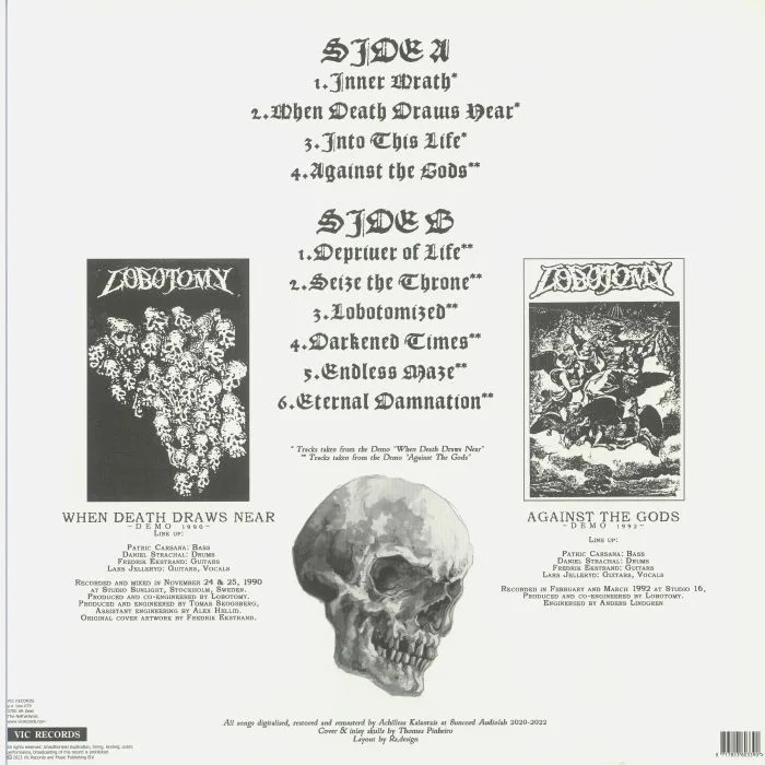 Обратная сторона обложки — LOBOTOMY — When Death Draws Near / Against The Gods