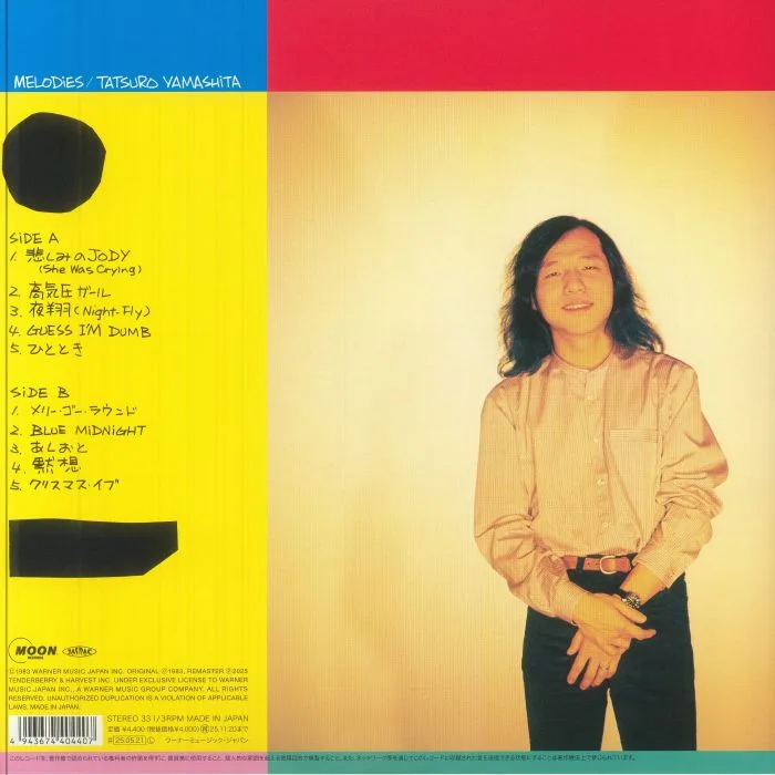 Обратная сторона обложки — Tatsuro YAMASHITA — Melodies (50th Anniversary Moon Vinyl Collection)
