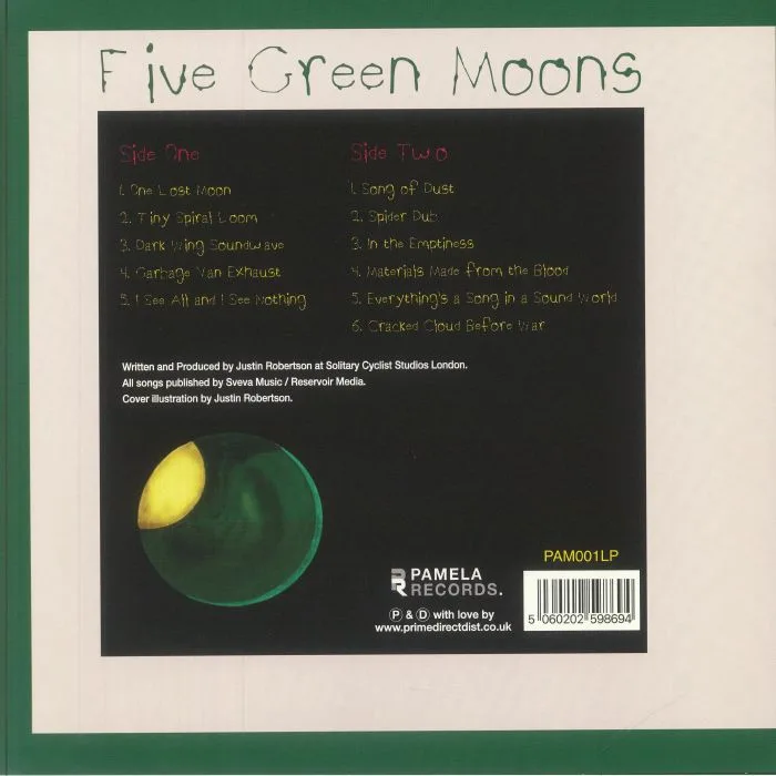 Back cover — FIVE GREEN MOONS — Moon 1
