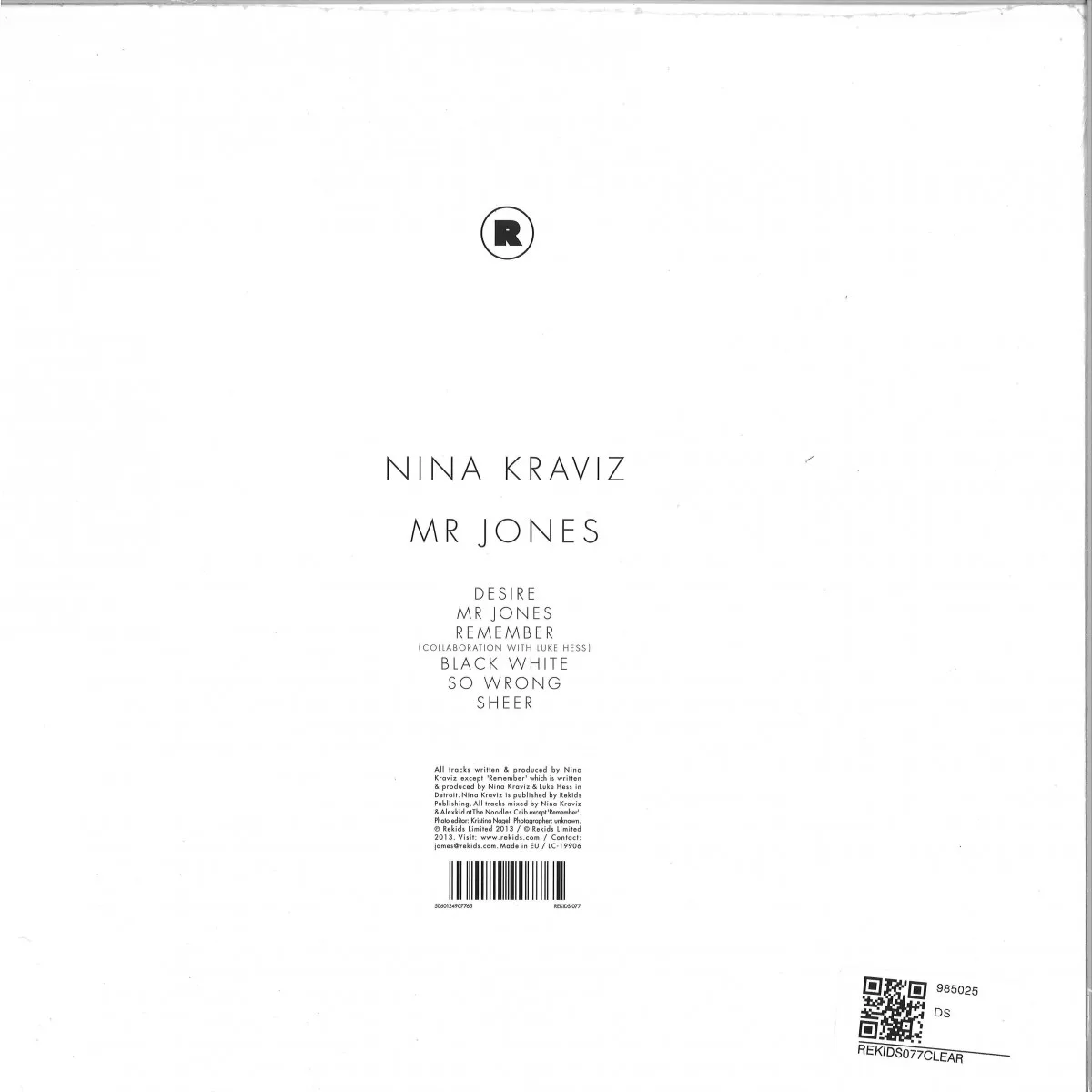 Обратная сторона обложки — Nina Kraviz — Mr Jones LP 2x12"