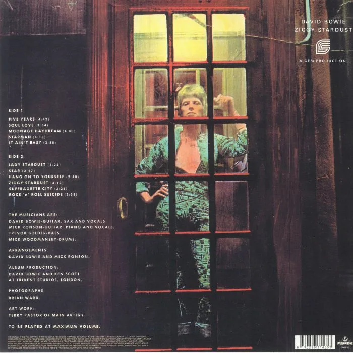 Обратная сторона обложки — David BOWIE — The Rise & Fall Of Ziggy Stardust & The Spiders From Mars (50th Anniversary Edition) (half speed remastered)