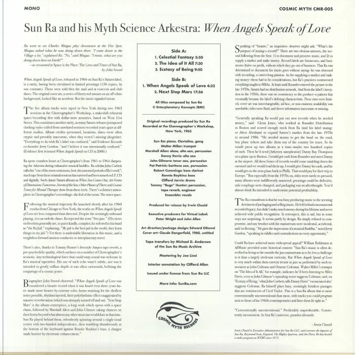 Back cover — SUN RA & HIS MYTH SCIENCE ARKESTRA — When Angels Speak Of Love (mono) (remastered)