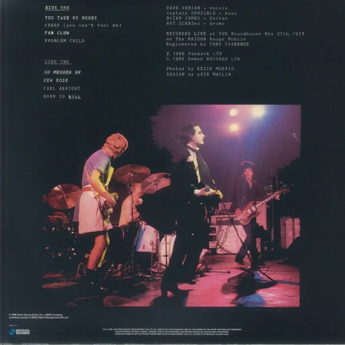 Обратная сторона обложки — The DAMNED — Not The Captains Birthday Party (reissue)