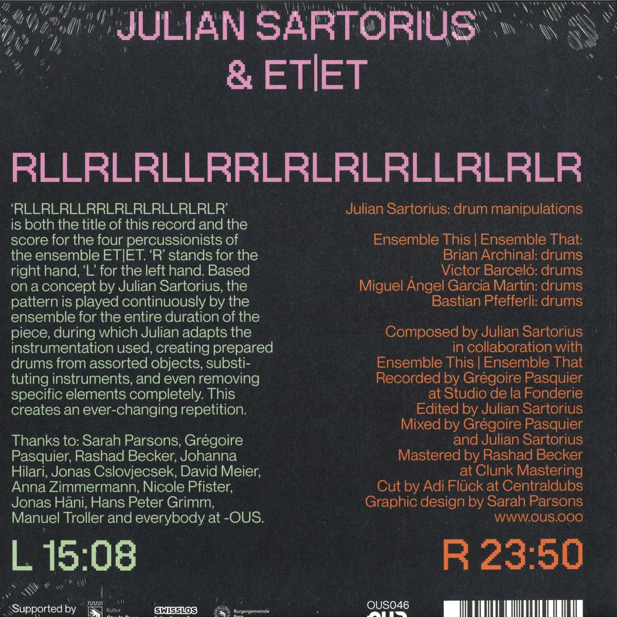 Обратная сторона обложки — Julian Sartorius&Ensemble This/Ensemble That — RLLRLRLLRRLRLRLRLLRLRLR