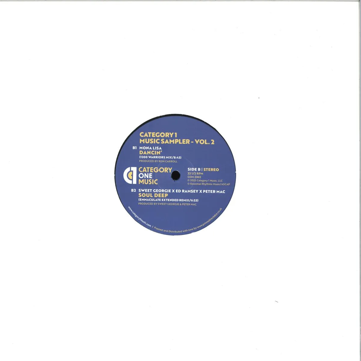Back cover — Terry Dexter / Ron Carroll / Ed Ramsey / Eric Kupper — Category 1 Music Sampler - Vol. 2