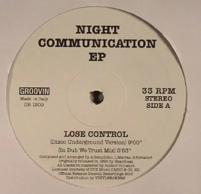 Лицевая сторона обложки — NIGHT COMMUNICATION — Lose Control EP (reissue)