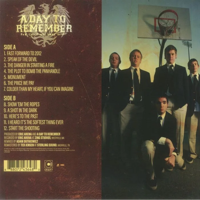 Back cover — A DAY TO REMEMBER — For Those Who Have Heart (remastered)