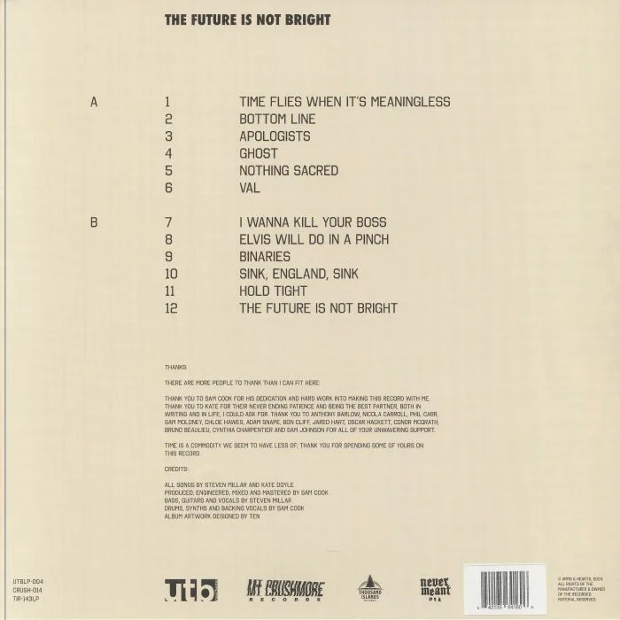 Back cover — ARMS & HEARTS — The Future Is Not Bright