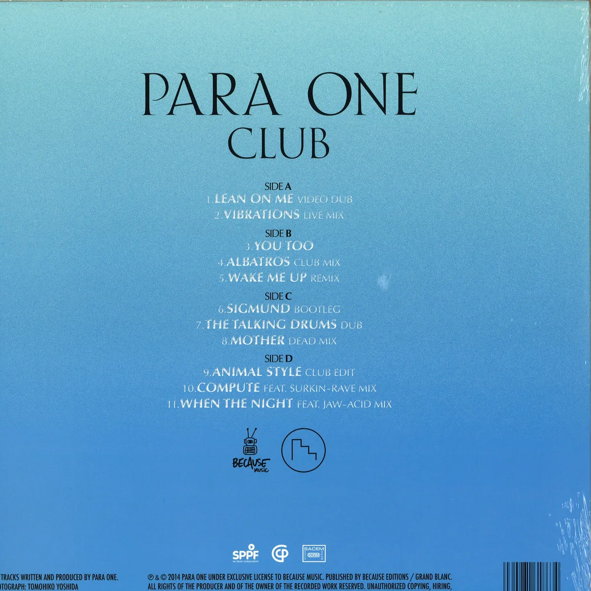 Обратная сторона обложки — Para One — Club 2x12"