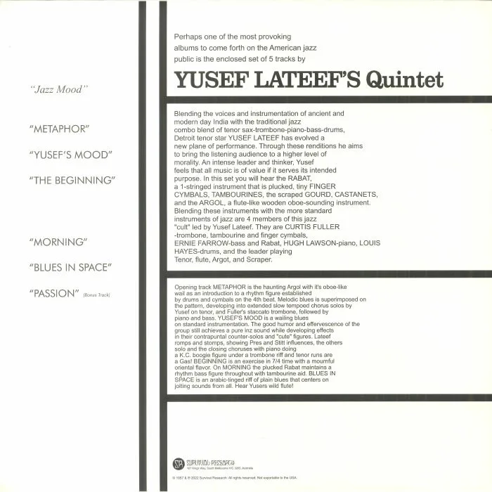 Обратная сторона обложки — Yusef LATEEF — Jazz Mood (reissue)