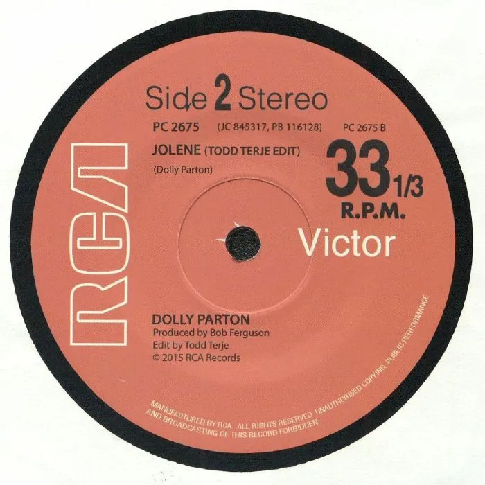 Обратная сторона обложки — Dolly PARTON — Jolene (Todd Terje edit)