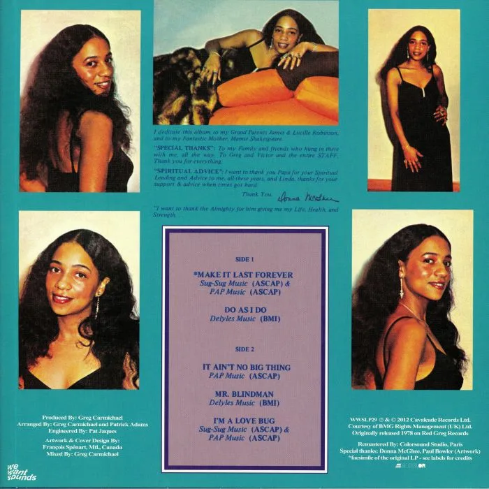 Обратная сторона обложки — Donna McGHEE — Make It Last Forever (reissue)