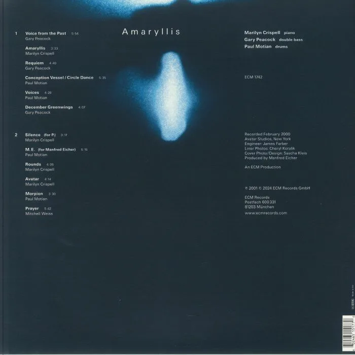 Обратная сторона обложки — Marilyn CRISPELL / GARY PEACOCK / PAUL MOTIAN — Amaryllis
