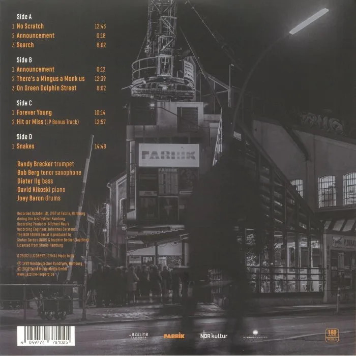 Back cover — RANDY BRECKER BAND — Live At Fabrik Hamburg 1987