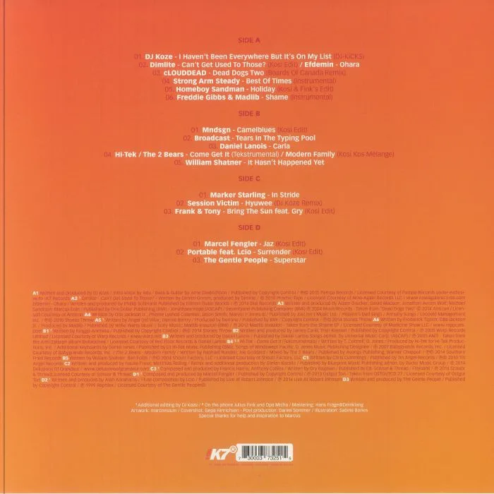 Back cover — DJ KOZE / VARIOUS — DJ Kicks (reissue)