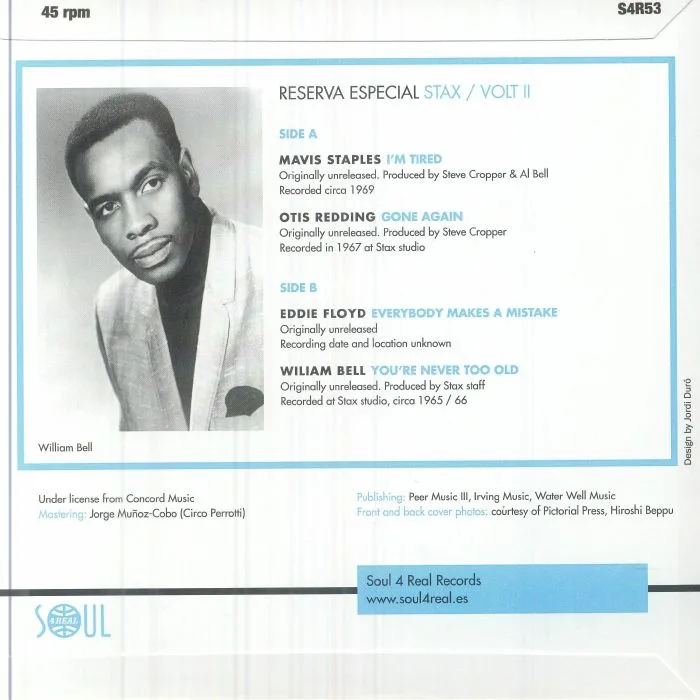 Back cover — Mavis STAPLES / OTIS REDDING / EDDIE FLOYD / WILLIAM BELL — Reserva Especial: Stax / Volt II