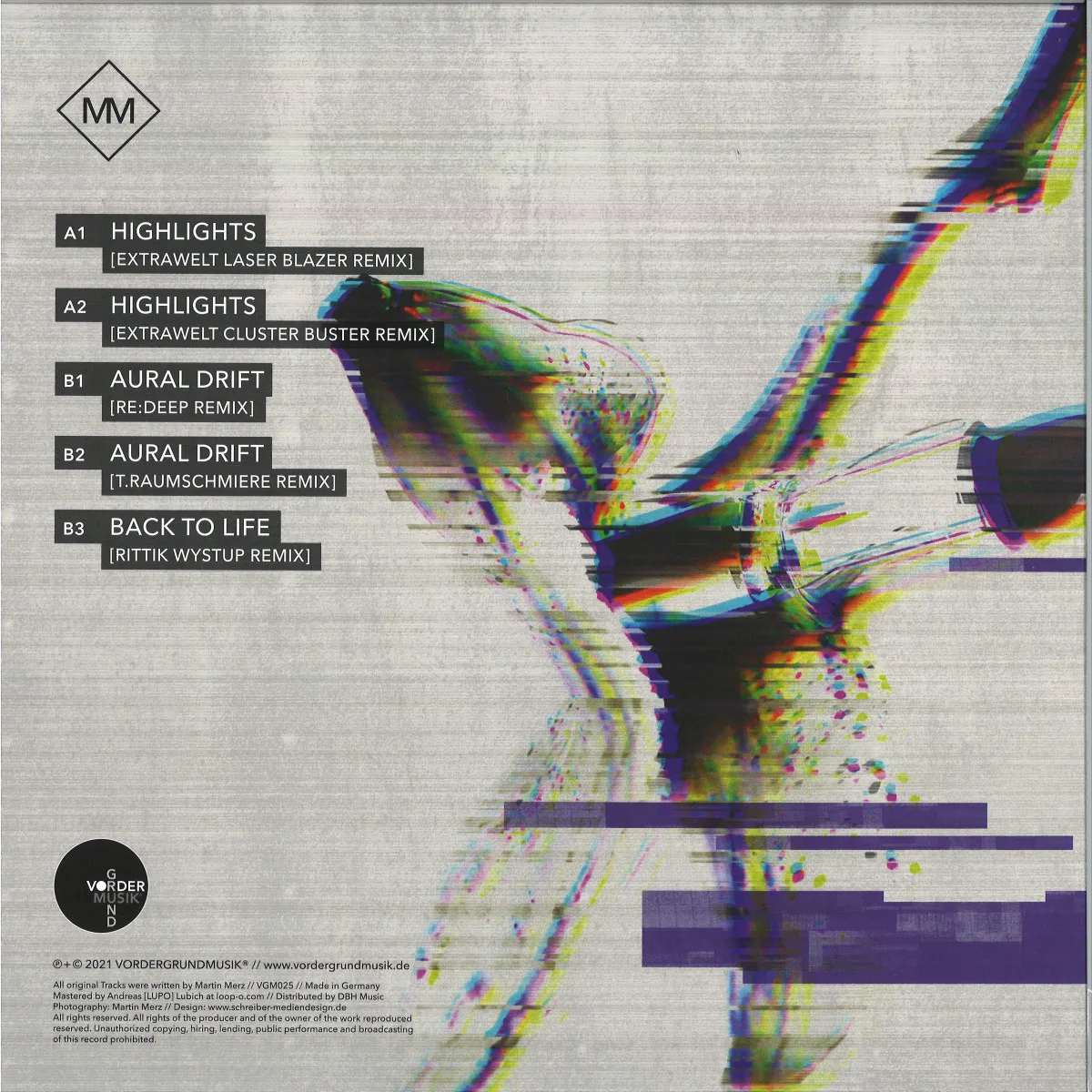 Back cover — Martin Merz — Vertigo The Remixes EP