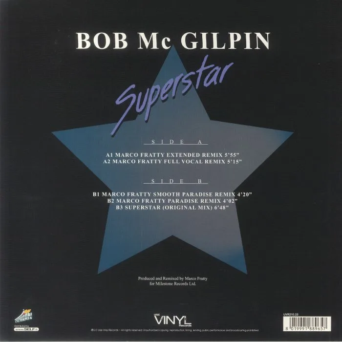Back cover — Bob McGILPIN — Superstar (Marco Fratty remixes)