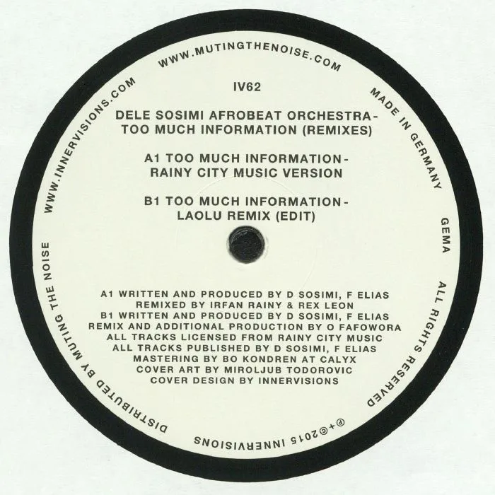 Back cover — DELE SOSIMI AFROBEAT ORCHESTRA — Too Much Information (remixes)