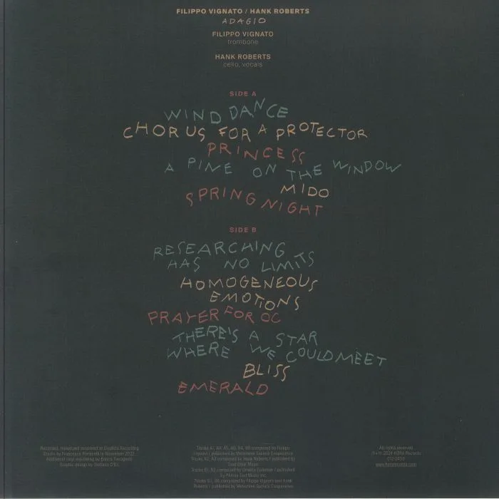 Back cover — Filippo VIGNATO / HANK ROBERTS — Adagio