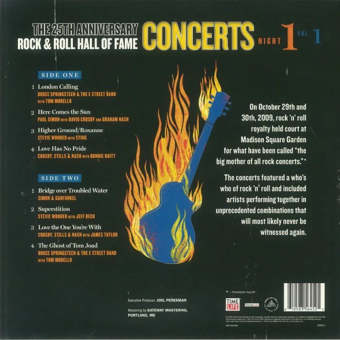 Back cover — VARIOUS — The 25th Anniversary Rock & Roll Hall Of Fame Concerts Night 1 Vol 1