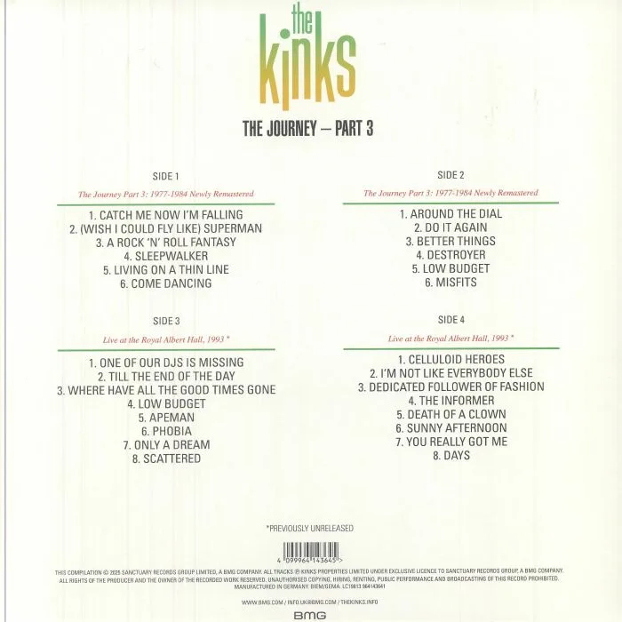 Back cover — The KINKS — The Journey: Part 3