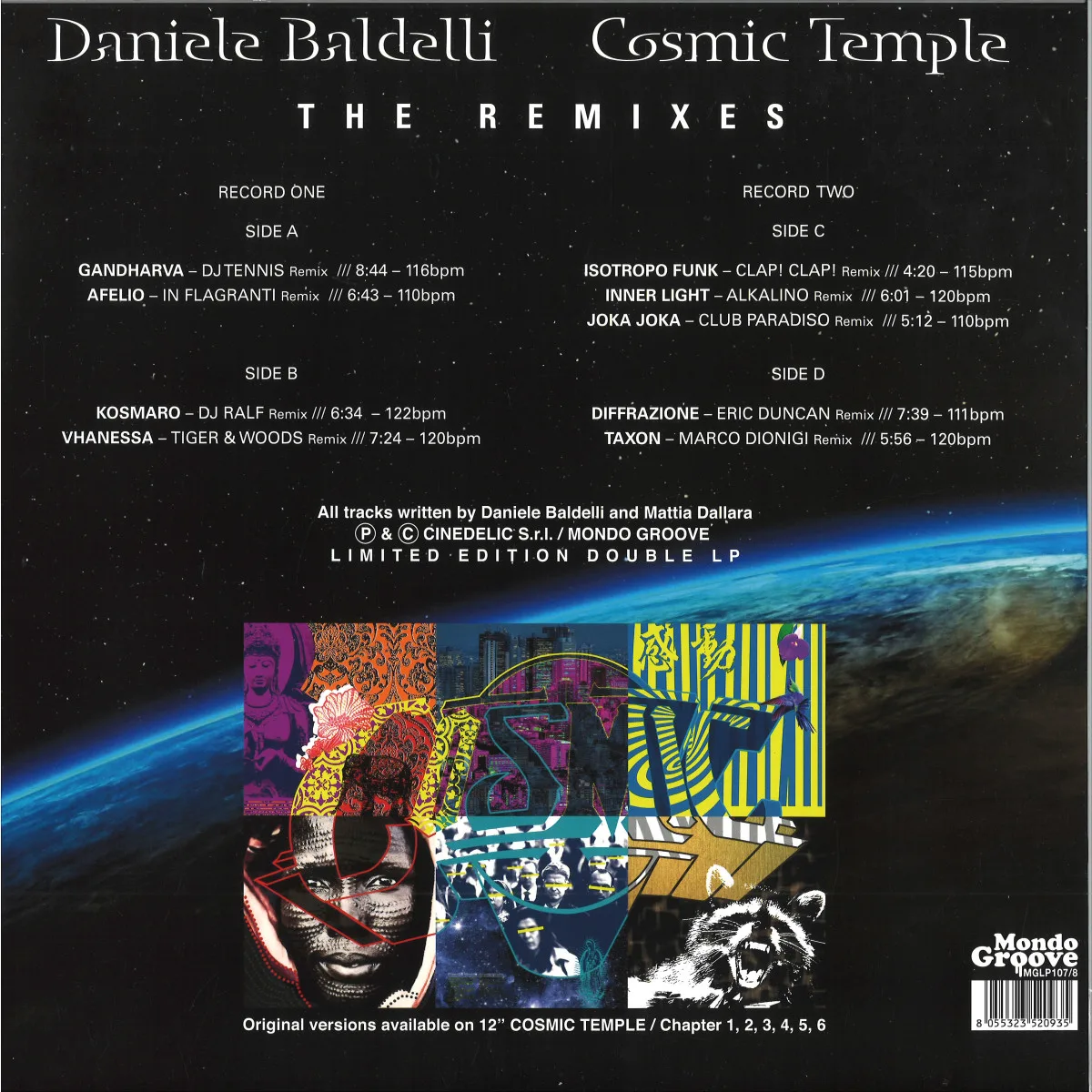 Обратная сторона обложки — Daniele Baldelli — Cosmic Temple - The Remixes 2x12"