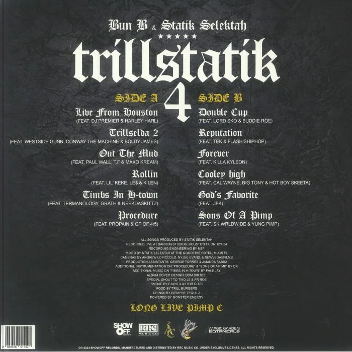 Обратная сторона обложки — BUN B / STATIK SELEKTAH — Trillstatik 4