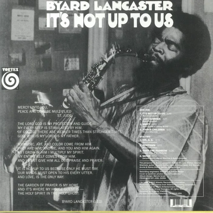 Back cover — Byard LANCASTER — It's Not Up To Us (reissue)