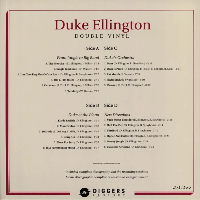 Обратная сторона обложки — Duke ELLINGTON — 1928-1962 The Essential Works