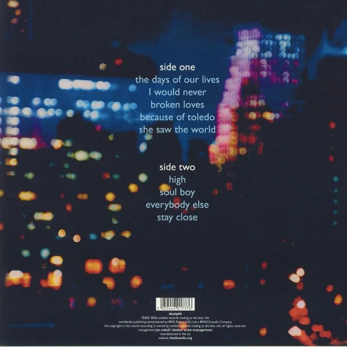 Обратная сторона обложки — The BLUE NILE — High