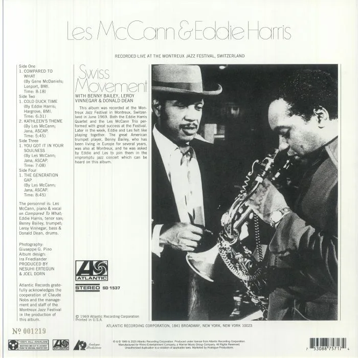 Обратная сторона обложки — Les McCANN / EDDIE HARRIS — Swiss Movement