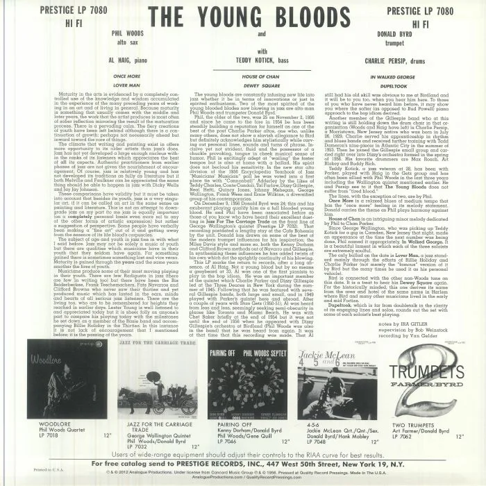 Back cover — Phil WOODS / DONALD BYRD — The Young Bloods (reissue)