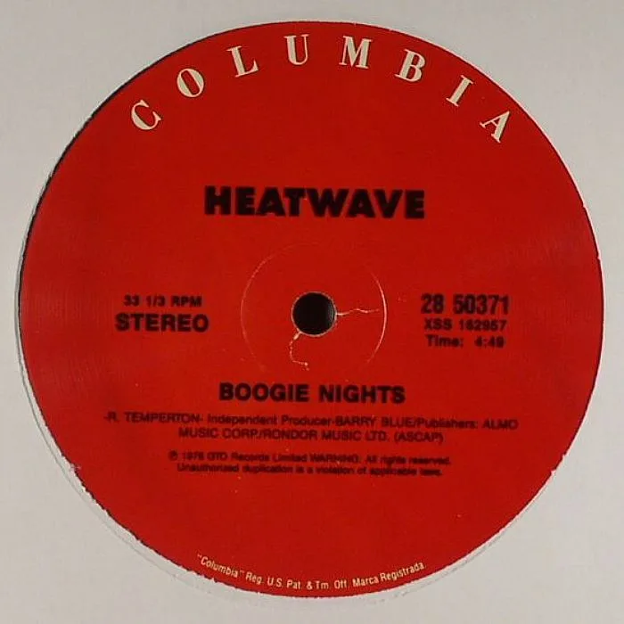 Лицевая сторона обложки — HEATWAVE — Boogie Nights
