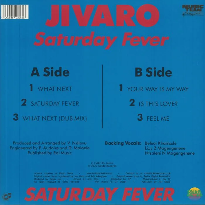 Back cover — JIVARO — Saturday Fever (reissue)