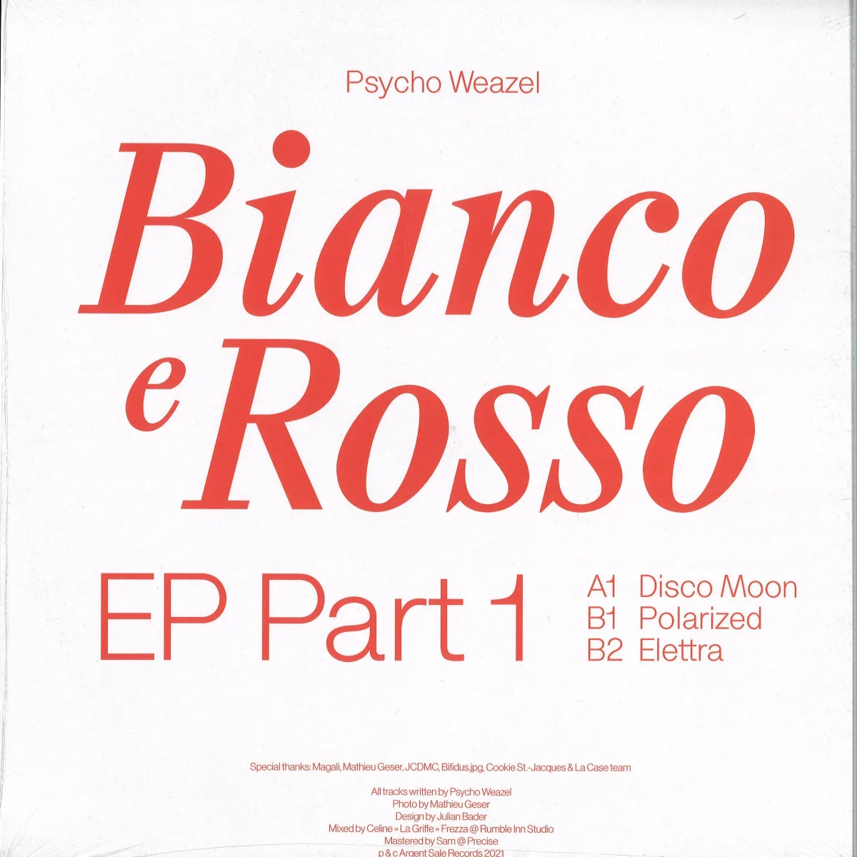 Back cover — Psycho Weazel — BIANCO & ROSSO PT. 1 EP