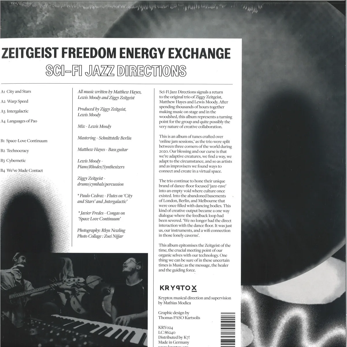 Обратная сторона обложки — Zeitgeist Freedom Energy Exchange — SCI-FI JAZZ DIRECTIONS LP