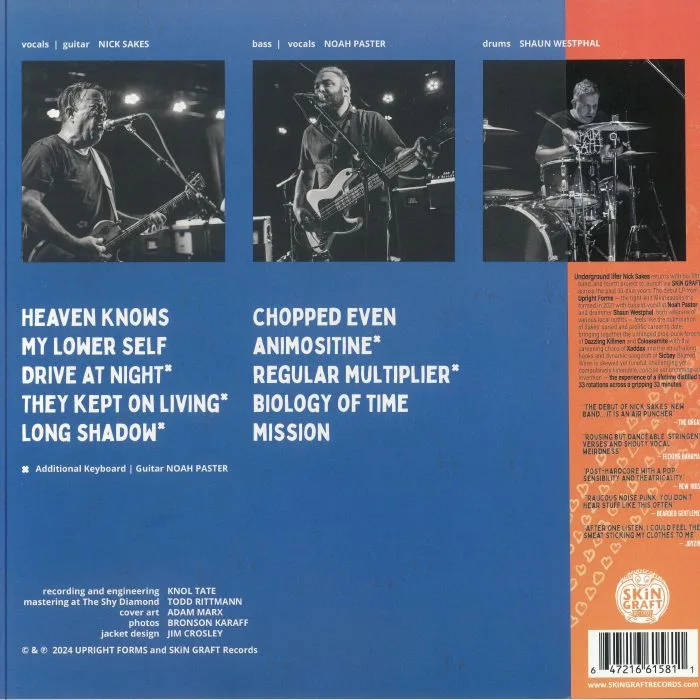 Back cover — UPRIGHT FORMS — Blurred Wires