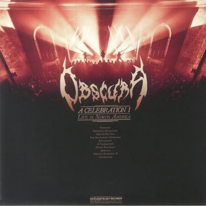 Back cover — OBSCURA — A Celebration I: Live In North America