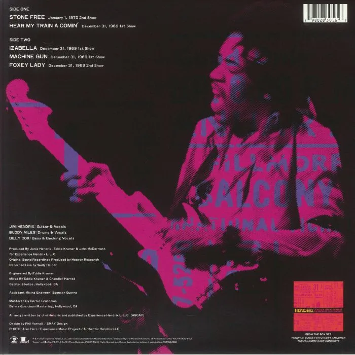 Back cover — Jimi HENDRIX — Songs For Groovy Children: The Fillmore East Concerts (Record Store Day Black Friday RSD 2024)