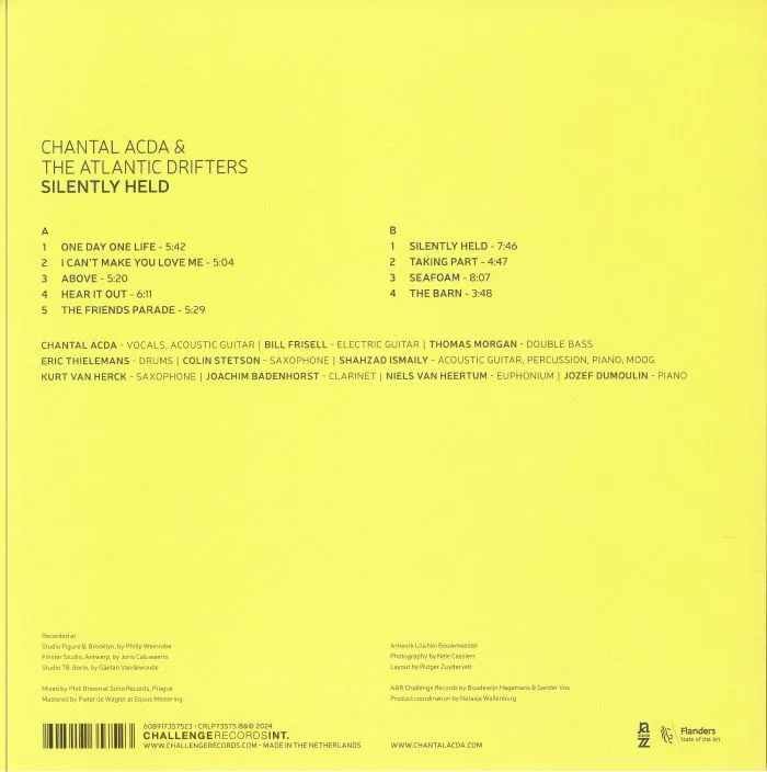 Back cover — Chantal ACDA / THE ATLANTIC DRIFTERS — Silently Held