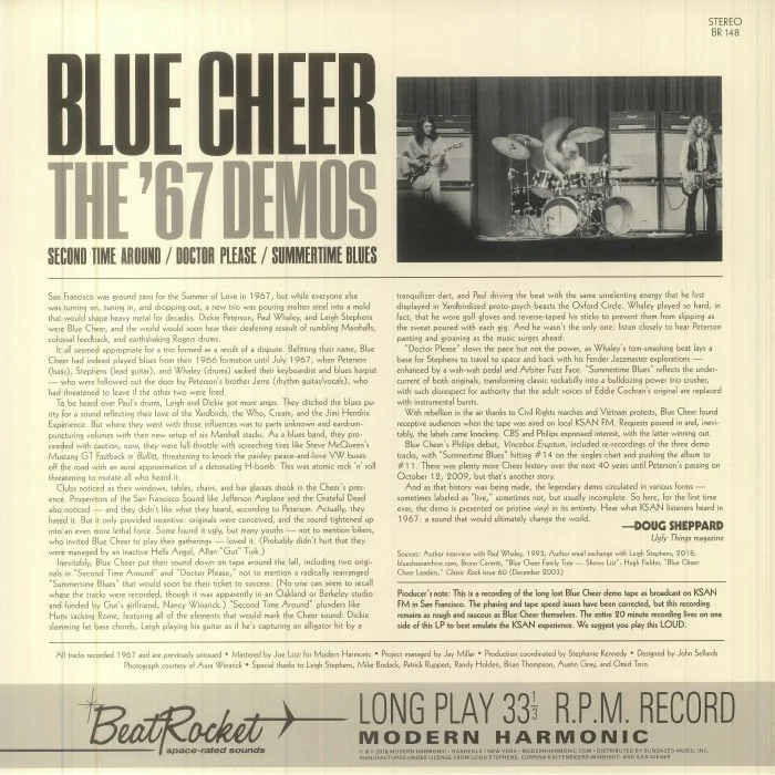 Обратная сторона обложки — BLUE CHEER — The '67 Demos