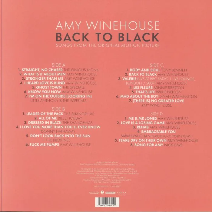 Обратная сторона обложки — Amy WINEHOUSE / VARIOUS — Back To Black (Soundtrack)