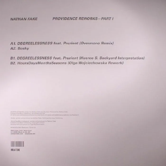 Обратная сторона обложки — Nathan FAKE — Providence Reworks: Part I