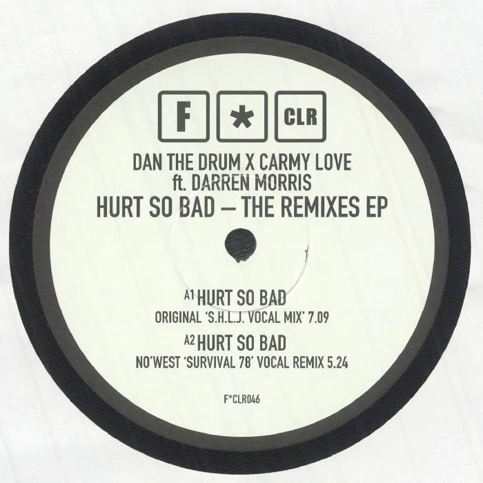 Лицевая сторона обложки — DAN THE DRUM / CARMY LOVE feat DARREN MORRIS — Hurt So Bad: The Remixes EP