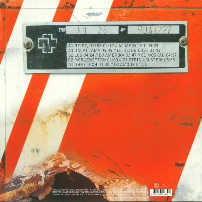 Обратная сторона обложки — RAMMSTEIN — Reise Reise (remastered)