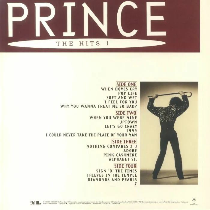 Обратная сторона обложки — PRINCE — The Hits 1